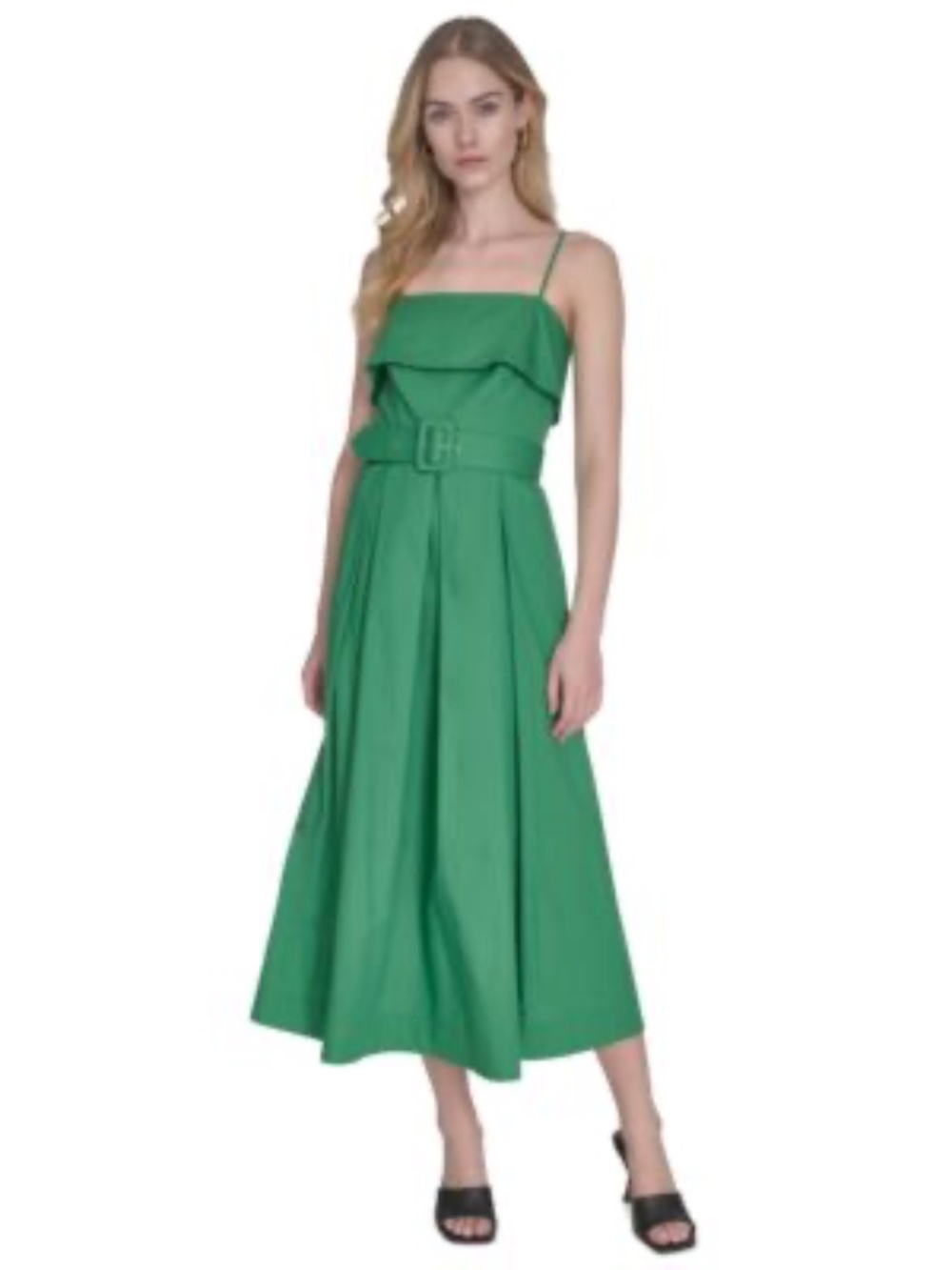 Vince Camuto Green Cotton Belted Foldover Midi Dress Size 8 NWT